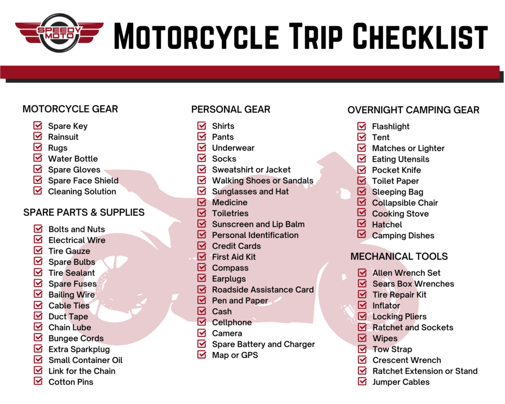 motorcycle checklist before long trip
